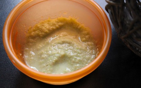 Purée de courgettes-champignons au kiri